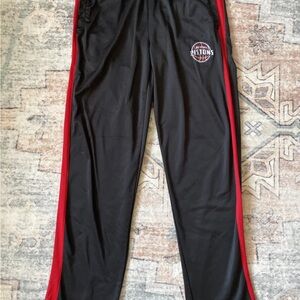Detroit Pistons NBA Black and Red Sweatpants warm up